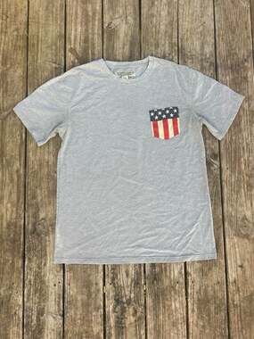 Chor Clothing Co. Heather Gray American Flag Pocket T-Shirt